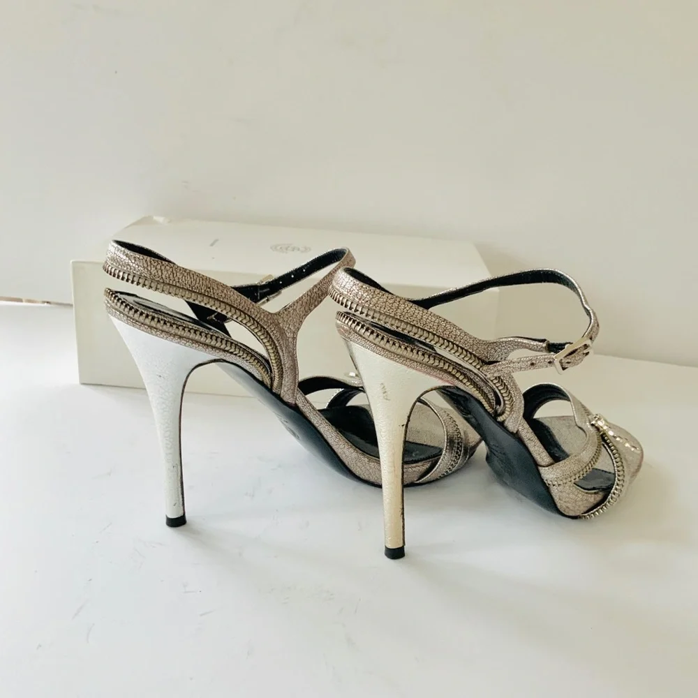 Alexander McQueen skull silver high heel sandals 38
